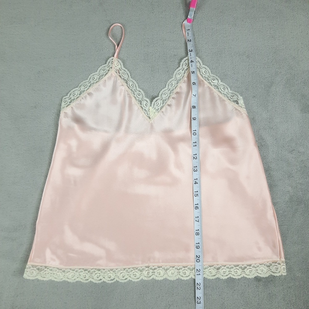 Vtg Cami Top Womens Medium Pink Satin Lace Camisole Coquette Ballet Core 90s 80s - Picture 12 of 12